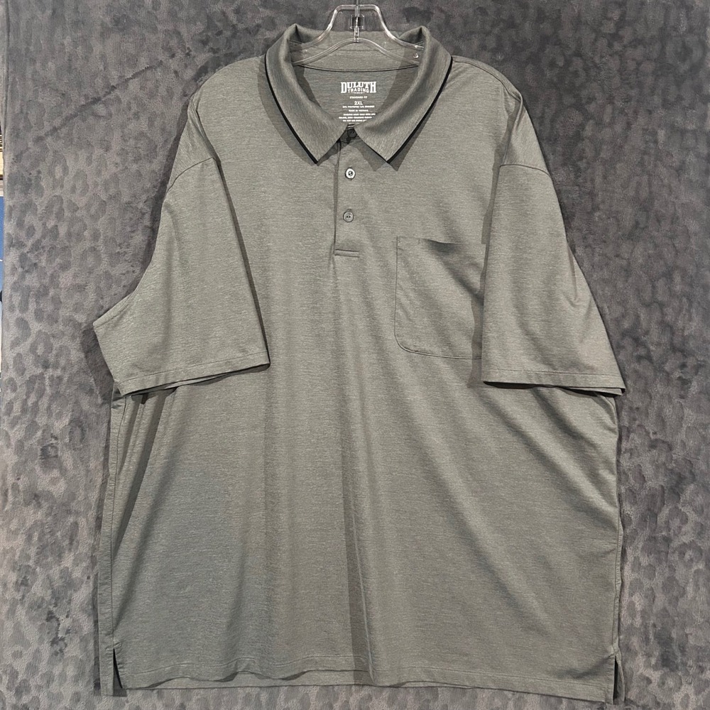 Duluth Trading Co Mens 2XL Gray Standard Fit Performance Pocket Polo Shirt
